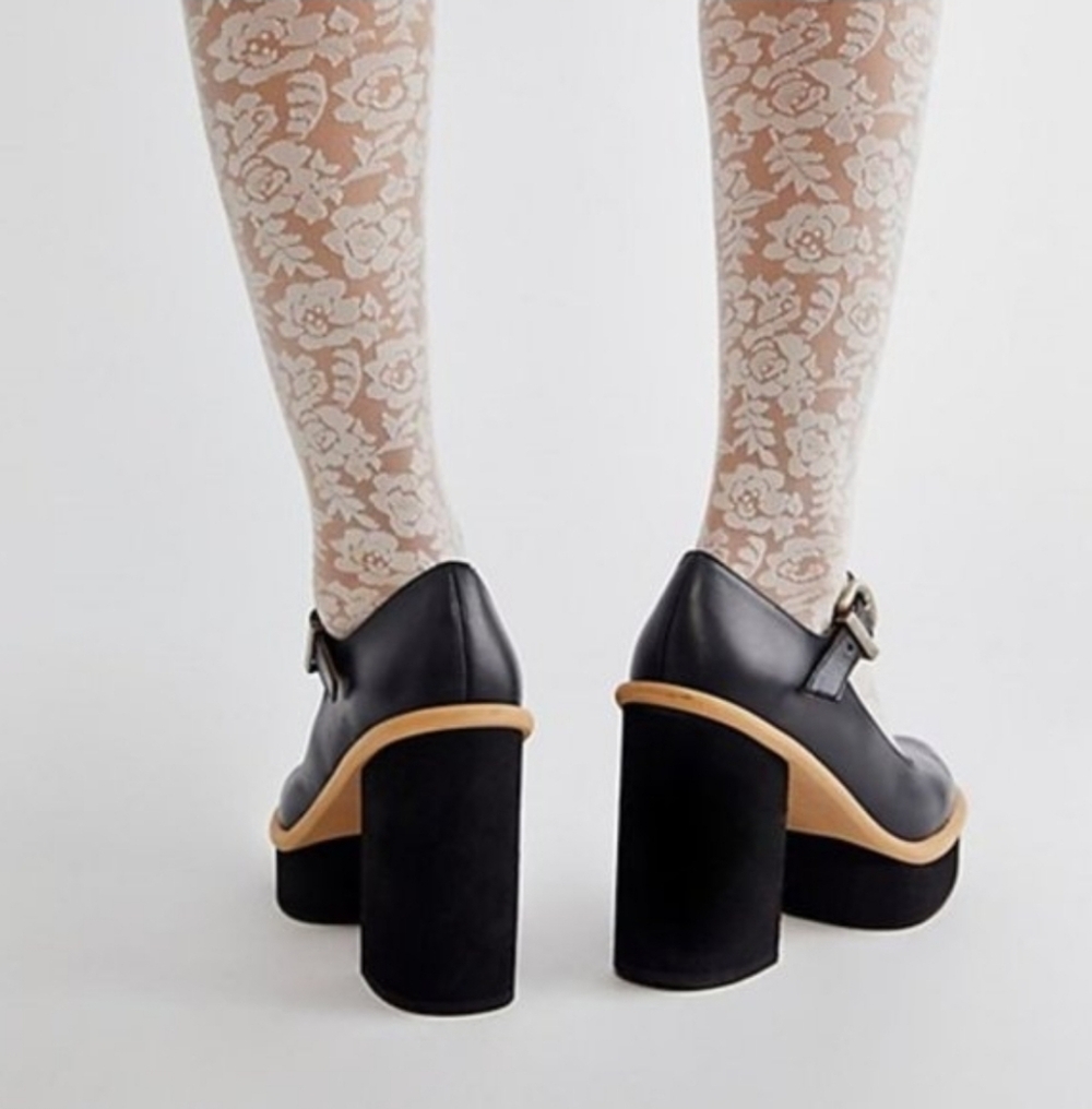 FREE PEOPLE MARY JANE PLATFORM WOMENS HEELS LEATHER MADE IN SPAIN SIZE 37 - Picture 3 of 15